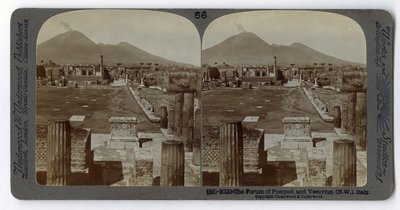 Das Forum von Pompeji mit dem Vesuv im Hintergrund, aus der Underwood Travel Library, 1895 von Italian Photographer